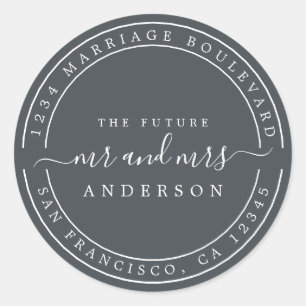Chic Future Mr. Wedding Rücksendeadresse Black Runder Aufkleber