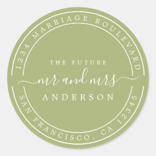 Chic Future Mr. Wedding Rücksendeadresse Green C Runder Aufkleber