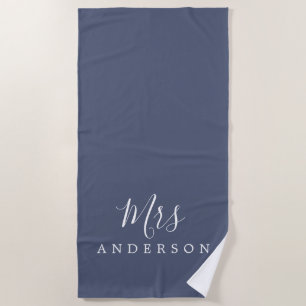 Chic Future Mrs Blue Indigo Monogram Strandtuch