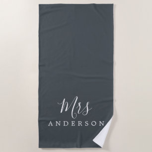 Chic Future Mrs Off-Black Monogram Strandtuch