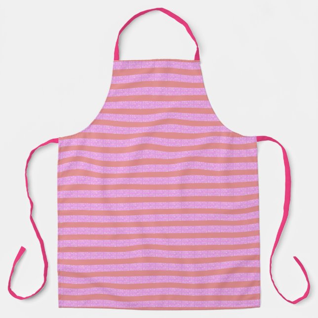 Chic Futuristic Geometric Stripes Pink Schürze (Vorderseite)