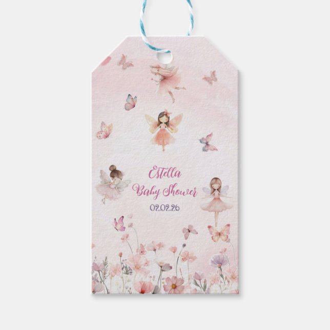 Chic Garden Fairy Princess Girl Baby Dusche Geschenkanhänger (Vorderseite)