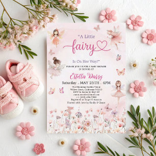 Chic Garden Floral Fairy Princess Girl Baby Dusche Einladung