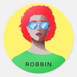 Chic, gelb und elegant runder aufkleber