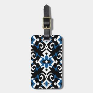 Chic geometric blue black tribal ikat print gepäckanhänger