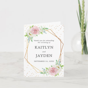 Chic Geometric Gold Foil Floral Wedding Dankeskarte