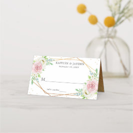 Chic Geometric Gold Foil Floral Wedding Platzkarte