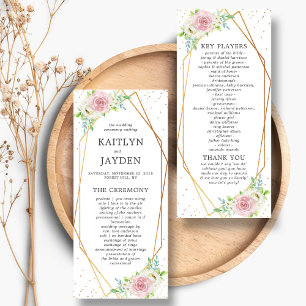 Chic Geometric Gold Foil Floral Wedding Programm