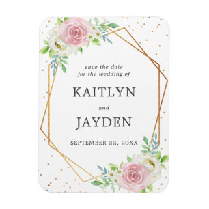 Chic Geometric Gold Foil Save the Date Magnet