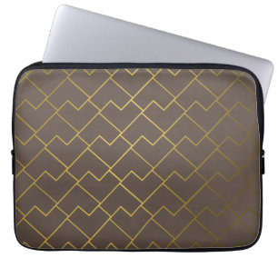 Chic Geometric Golden Coffee Chocolate Brown Laptopschutzhülle
