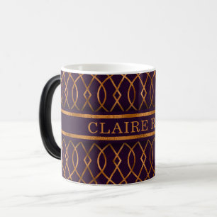 Chic Geometric Lila Gold Lattice Muster Verwandlungstasse