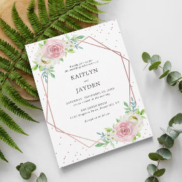 Chic Geometric Rose Gold Foil Floral Wedding Einladung