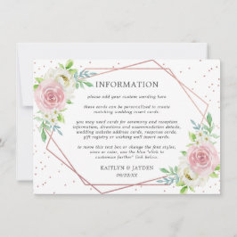 Chic Geometric Rose Gold Foil Floral Wedding Info Einladung