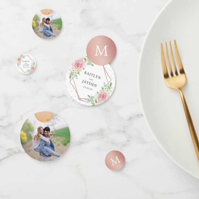 Chic Geometric Rose Gold Foil Floral Wedding Konfetti (Gruppe)