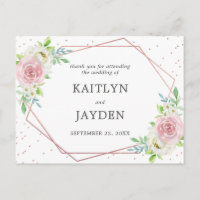 Chic Geometric Rose Gold Foil Floral Wedding