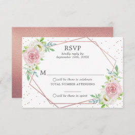 Chic Geometric Rose Gold Foil Floral Wedding RSVP Einladung