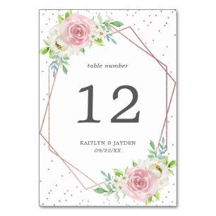 Chic Geometric Rose Gold Foil Floral Wedding Tischnummer