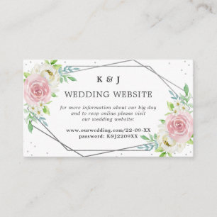 Chic Geometric Silver Foil Floral Wedding Begleitkarte
