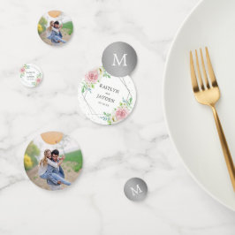 Chic Geometric Silver Foil Floral Wedding Konfetti