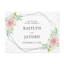 Chic Geometric Silver Foil Save the Date