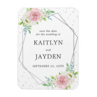 Chic Geometric Silver Foil Save the Date