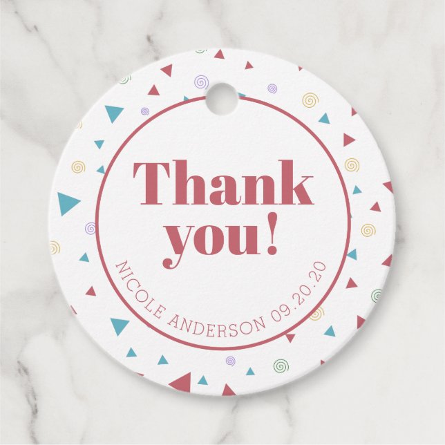Chic Geometric Triangle und Wirbel Vielen Dank Geschenkanhänger (Vorderseite)