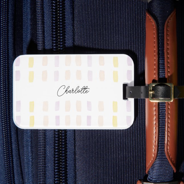 Chic Geometric Watercolor Mit Monogramm Gepäckanhänger (Vorderseite Insitu 4)