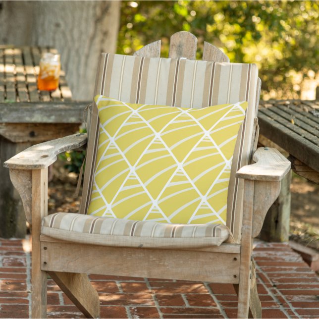 Chic Geometric Yellow White Pattern Kissen (Stuhl )