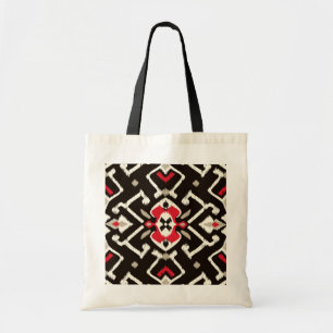 Chic geometrisch schwarz-rotes Kat-Stammmuster Tragetasche