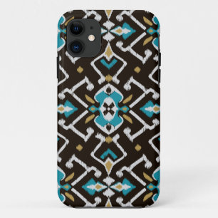 Chic geometrisches schwarzes aquamarines ikat Case-Mate iPhone hülle