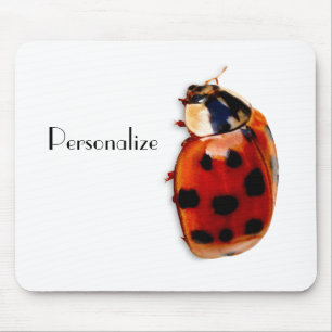 Chic Gepunktet Ladybug mit Namen Mousepad