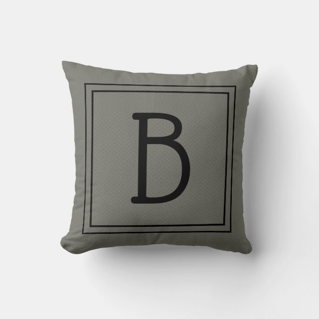 Chic Gerahmt Monogram Initial Moss Green & Black Kissen (Vorderseite)