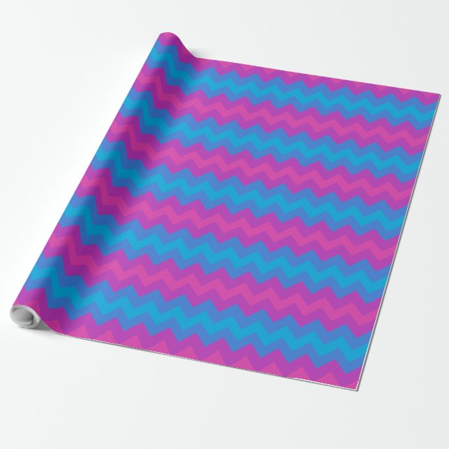 Chic Giftwrap Roll: Lila, rosa, blaue Chevrons Geschenkpapier (Ungerollt)