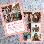 Chic Gingham Christmas Custom 9 Foto Collage Pink Feiertagskarte<br><div class="desc">Perfekte niedliche Karte für einen lustigen Urlaub Gruß! Handgemachte Kunst für Sie! Vollständig anpassbar! Klicken Sie auf "Personalisieren" oben, um den Text auf der Vorderseite zu bearbeiten und Ihre eigenen Fotos auf der Vorder- und Rückseite hinzuzufügen. Klicken Sie auf "Bearbeiten mit dem Designwerkzeug", um die Schriftart, Farben und Einstellungen anzupassen....</div>