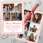 Chic Gingham Christmas Custom 9 Foto Collage rot Feiertagskarte<br><div class="desc">Perfekte niedliche Karte für einen lustigen Urlaub Gruß! Handgemachte Kunst für Sie! Vollständig anpassbar! Klicken Sie auf "Personalisieren" oben, um den Text auf der Vorderseite zu bearbeiten und Ihre eigenen Fotos auf der Vorder- und Rückseite hinzuzufügen. Klicken Sie auf "Bearbeiten mit dem Designwerkzeug", um die Schriftart, Farben und Einstellungen anzupassen....</div>
