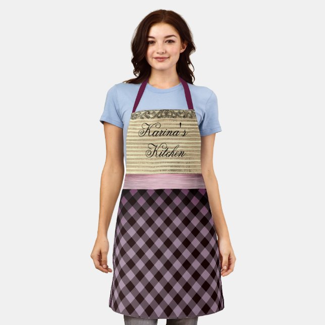 Chic Gingham Colorblock Schürze (Getragen)