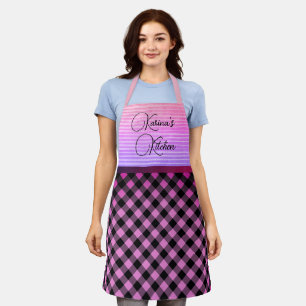 Chic Gingham Pink Personalisiert Schürze