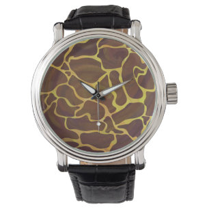 Chic Giraffe Brown und Gelb Print Armbanduhr