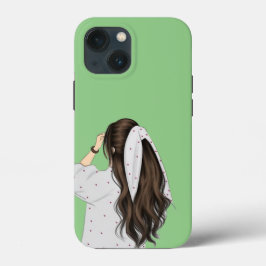 Chic Girl Art mit weichem grünem Hintergrund Case
