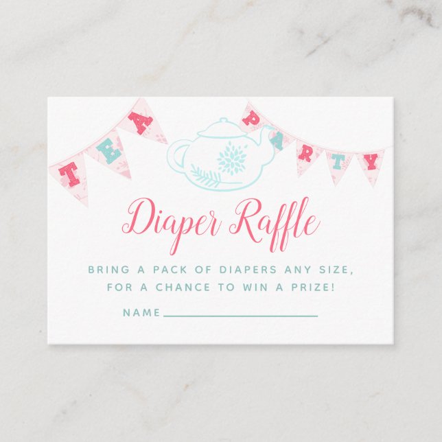 Chic Girl Babydusche Tee Party Windeln Raffle Begleitkarte (Vorderseite)