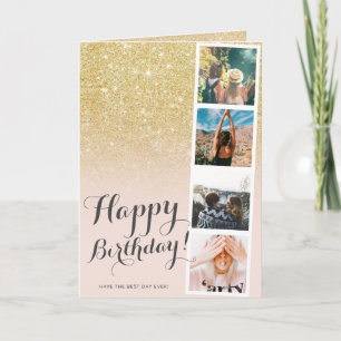 Chic Girl Gold Glitzer Ober Foto Stand Geburtstag Karte