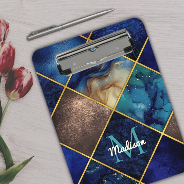 Chic Girl Imitate Glitzer gold blau geometrisch Klemmbrett (Von Creator hochgeladen)
