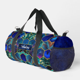 Chic Girl Imitate Glitzer Türkisblau geometrisch Duffle Bag
