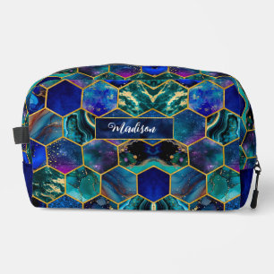 Chic Girl Imitate Glitzer Türkisblau geometrisch Waschbeutel