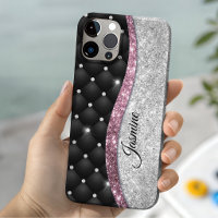 Chic Girl Imitate Silver Glitzer Schwarz Pink Mono
