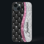 Chic Girl Imitate Silver Glitzer Schwarz Pink Mono Case-Mate iPhone Hülle<br><div class="desc">Hübsche schicke und elegante mädchenhafte Imitate silbernen Glitzer und Nashörner mit schwarzem Tuffstein-Design zu schaffen, eine besondere stilvolle Gehäuse, um Ihr Gerät zu schützen. Schönes, modernes und cooles Cover für den Trend-versierten und kunstliebenden angesagten Trendsetter. Dieses stilvolle Design wäre ideal für Mädchen, die gerne funkelnd Designs tragen. Zeigen Sie Ihren...</div>