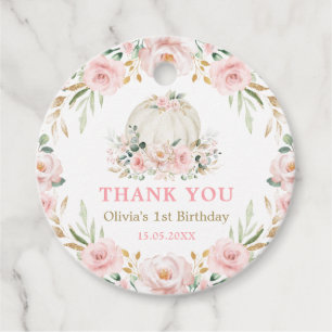 Chic Girl Pumpkin Birthday Blush Pink Gold Blume Geschenkanhänger