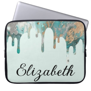 Chic Girl Tropfen Glitzer Name aquamarin silber Go Laptopschutzhülle