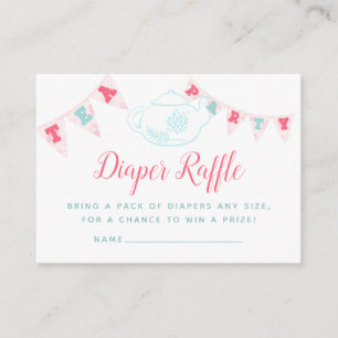 Chic Girls Baby Shower Tea Party Windel-Raffle Begleitkarte