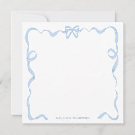 Chic Girly Baby Blue Bow Ribbon Frame Mitteilungskarte